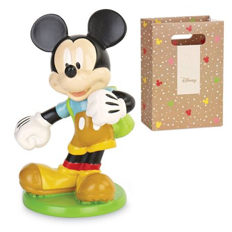 STATUETTA TOPOLINO CON ZAINO BOMBONIERE DISNEY E CAKE TOPPER ORIGINALI COMPLEANNO BATTESIMO MASCHIETTO