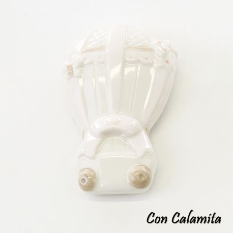 CALAMITA MONGOLFIERA CERAMICA ROSA MAGNETI BATTESIMO BIMBA SEGNAPOSTO BOMBONIERE NASCITA