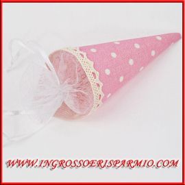 CONI PORTACONFETTI ROSA IN JUTA PORTARISO PETALI RICHIUDIBILE ECONOMICI BOMBONIERE SACCHETTINI SCATOLE