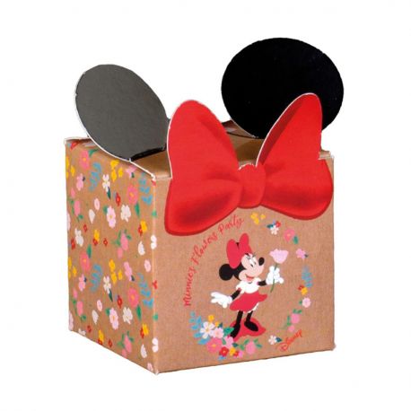 SCATOLETTE IN CARTONE PER CONFETTI MINNIE FIOCCO E ORECCHIE CON FIORI BOMBONIERE DISNEY NASCITA PRIMO COMPLEANNO