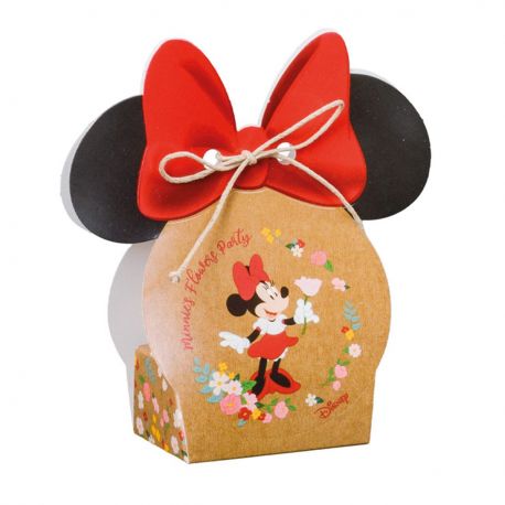 PORTACONFETTI MINNIE SAGOMA ORECCHIE IN CARTONE IDEE DISNEY CON FIOCCO ROSSO BOMBONIERE SEGNAPOSTO