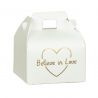 PORTACONFETTI MATRIMONIO VALIGETTA BIANCA "BELIVE IN LOVE" ORO IN CARTONCINO SEGNAPOSTO CONFETTATA ORIGINALE