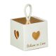 SCATOLINE PER CONFETTA MATRIMONIO BIANCO E ORO ORIGINALI "BELIEVE IN LOVE" CON CUORI E CORDA PORTACONFETTI