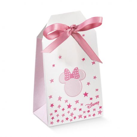 PORTACONFETTI MINNIE SCATOLINA TAG CON STELLINE ROSA BIMBA BOMBONIERE DISNEY NASCITA BATTESIMO
