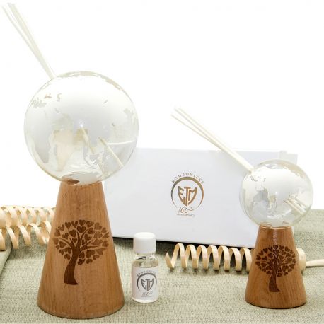 MAPPAMONDO IN VETRO E LEGNO PROFUMATORI AMBIENTE ORIGINALI BOMBONIERE TEMA VIAGGIO COMUNIONE NOZZE