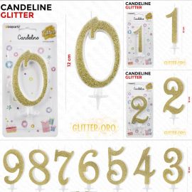 CANDELINE COMPLEANNO NUMERI GLITTER ORO PER TORTE FESTE