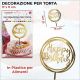 CAKE TOPPER SCRITTA HAPPY BIRTHDAY TONDO ORO GOLD ORIGINALI