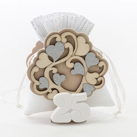 SCATOLINA ALBERO DELLA VITA CONFETTATA + SACCHETTO VENTICINQUESIMO MATRIMONIO ANNIVERSARIO BOMBONIERE