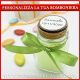 BARATTOLO CON TONDO IN LEGNO PERSONALIZZABILE + FIOCCO BOMBONIERE ORIGINALI PORTACONFETTI SEGNAPOSTO