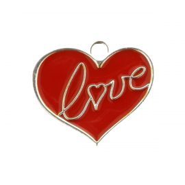 APPLICAZIONI A CIONDOLO CUORE PER MATRIMONIO E FIDANZAMENTO "LOVE" ROSSO SAN VALENTINO BOMBONIERE