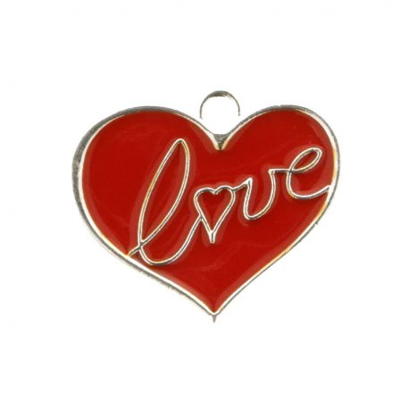 APPLICAZIONI A CIONDOLO CUORE PER MATRIMONIO E FIDANZAMENTO "LOVE" ROSSO SAN VALENTINO BOMBONIERE