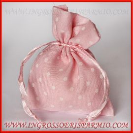 SACCHETTI PER CONFETTI IN COTONE ROSA NASCITA A POIS BAMBINA FEMMINUCCIA ECONOMICI BATTESIMO PINK