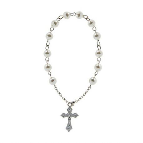 DECINA ROSARIO CON PERLE CROCIFISSO BOMBONIERE SACRE