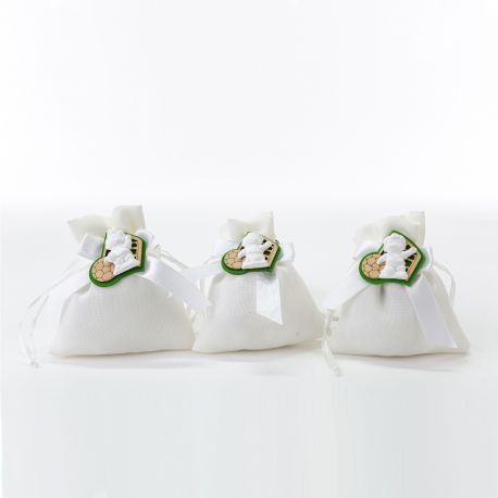 SACCHETTINO PORTACONFETTI CON APPLICAZIONE CALCIATORE IN GESSO BOMBONIERE ECONOMICHE MASCHIETTO