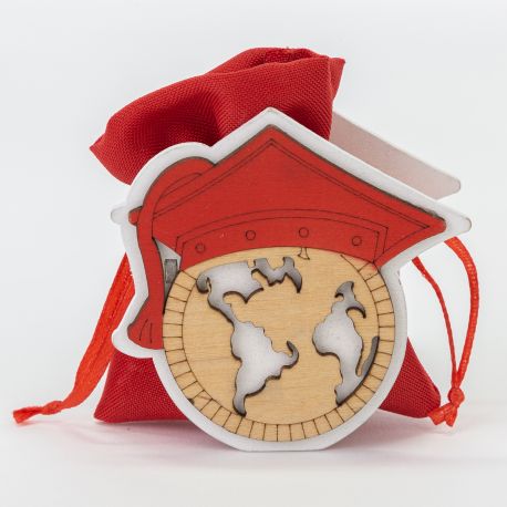 SCATOLA PORTACONFETTI CON SACCHETTO MAPPAMONDO E TOCCO LAUREA CONFETTATE ECONOMICHE