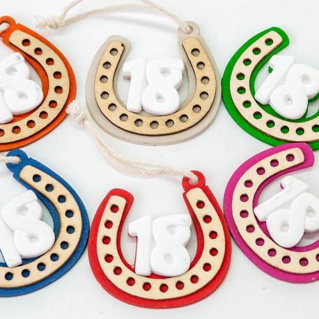 FERRO DI CAVALLO APPENDINO 18 ANNI COLORI ASSORTITI BOMBONIERE ECONOMICHE