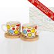 SET 2 TAZZE CUOREMATTO CERAMICA FANTASIA CON PIATTINI IN LEGNO BOMBONIERE SOLIDALI MATRIMONIO IDEE UTILI