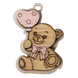 DECORAZIONI CONFETTATA NASCITA BIMBA ORSETTO CON PALLONCINO ROSA APPLICAZIONI PREZZI BASSI