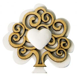 APPENDINI LEGNO ALBERO DELLA VITA CON GESSO CUORE DECORAZIONI BOMBONIERE NOZZE ANNIVERSARIO