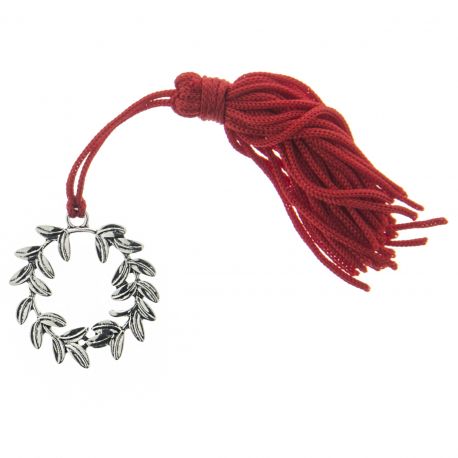 CIONDOLO CORONA D'ALLORO PER LAUREA CON NAPPINA ROSSA BOMBONIERE PENSIERINI DECORAZIONI