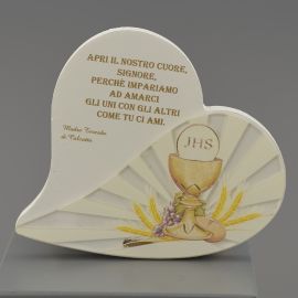 ICONE SACRE CALICE E OSTIA COMUNIONE MASCHIO/FEMMINA CON CITAZIONE MADRE TERESA DI CALCUTTA BOMBONIERE SACRE