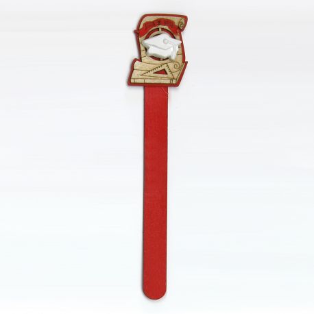 SEGNALIBRO ROSSO LEGNO CON GESSETTO TOCCO LAUREA BOMBONIERE ECONOMICHE