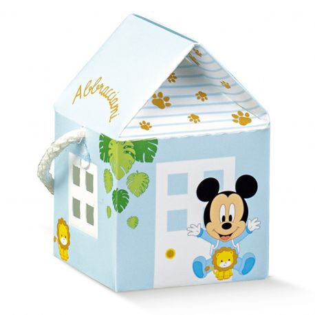 SCATOLINE TOPOLINO DISNEY CASETTA IDEE BATTESIMO MASCHIETTO NASCITA BAMBINO CONFETTATA