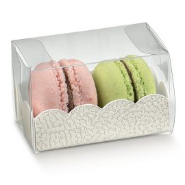 SCATOLA PER MACARONS, CIOCCOLATINI E DOLCETTI MONOPORZIONE PVC E CARTONCINO BOMBONIERE ALIMENTARI