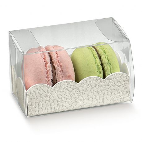 SCATOLA PER MACARONS, CIOCCOLATINI E DOLCETTI MONOPORZIONE PVC E CARTONCINO BOMBONIERE ALIMENTARI