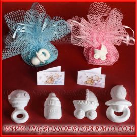 GESSI PROFUMATI BABY BIBERON CIUCCIO SONAGLIO CARROZZINA BOMBONIERE FAI DA TE PREZZI INGROSSO