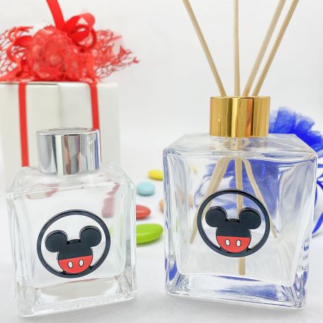BOTTIGLIE IN VETRO PER PROFUMATORI FAI DA TE MICKEY MOUSE DISNEY BOMBONIERE ORIGINALI BATTESIMO COMPLEANNO