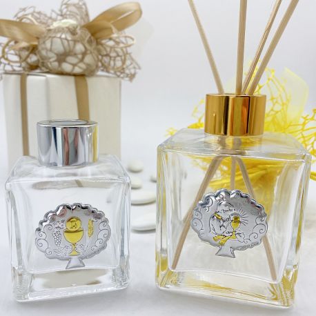 BOTTIGLIE PER PROFUMATORI IN VETRO CON PIASTRINA COMUNIONE IDEA BOMBONIERA CALICE MASCHIO FEMMINA