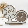 OROLOGIO DA TAVOLO IN LEGNO CON ALBERO DELLA VITA BOMBONIERE ECONOMICHE ED UTILI MATRIMONIO COMUNIONE