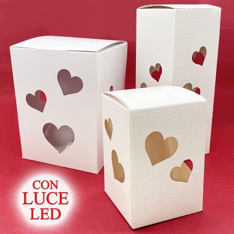 SCATOLE BIANCHE CON LED PER LANTERNE E CUORI PER BOMBONIERE FAI DA TE ORIGINALI