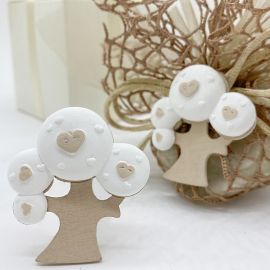 DECORAZIONI ALBERELLI TORTORA CON GESSETTI ACCESSORI BOMBONIERE ECONOMICHE NOZZE BATTESIMO COMUNIONE