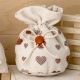 SACCHETTO ROTONDO PER CONFETTI CON FIOCCO CON CUORI FANTASIA PATCHWORK STILE SHABBY MATRIMONIO