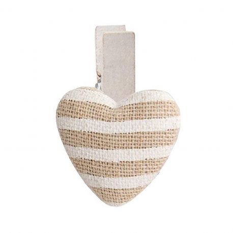 MOLLETTE IN LEGNO CON CUORE JUTA SHABBY CHIC ACCESSORI PER BOMBONIERE FAI DA TE NOZZE DECORAZIONI