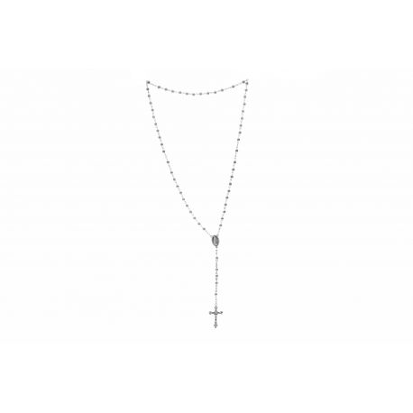 ROSARIO CON PERLE BIANCHE MADONNA MIRACOLOSA BOMBONIERE SACRE IDEE COMUNIONE BATTESIMO