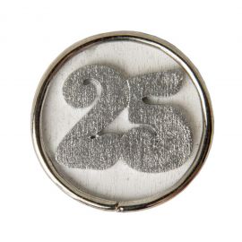 DECORAZIONE NUMERO 25 IN LEGNO E METALLO ACCESSORI CONFEZIONI NOZZE D'ARGENTO PER BOMBONIERE FAI DA TE