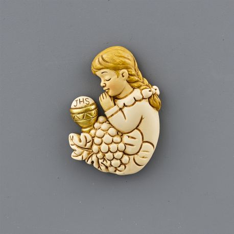 MAGNETI BAMBINA IN PREGHIERA COLORATA BOMBONIERE COMUNIONE FEMMINUCCIA