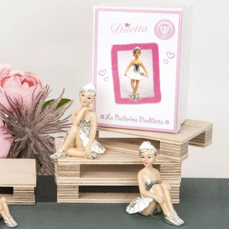BOMBONIERE DILETTA BALLERINA SEDUTA COMUNIONE BAMBINA 2 SOGGETTI ASSORTITI STOCK TEMA DANZA IDEE