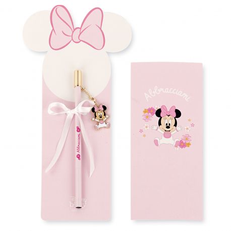 MATITE ROSA CON CHARM MINNIE REMOVIBILE BOMBONIERE NASCITA FEMMINUCCIA IDEE ORIGINALI NASCITA BIMBA