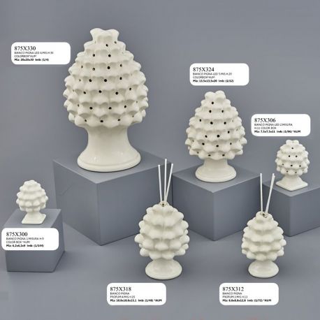 PIGNE CERAMICA BIANCA ORNAMENTALI LAMPADE E PORTA PROFUMI
