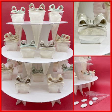 CONI PORTACONFETTI CON FIOCCHI IN PORCELLANA ASSORTITI CONFETTATE ORIGINALI