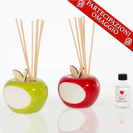 PROFUMATORI PER AMBIENTI MELA 2 COLORI TINTA UNITA BOMBONIERE SOLIDALI CUOREMATTO ORIGINALI COMUNIONE