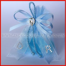 SACCHETTI PORTACONFETTI BATTESIMO CELESTE BIMBO PERSONALIZZATI CON INIZIALI PREZZI BOMBONIERE NASCITA