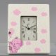 OROLOGIO ROSA E BIANCO DA TAVOLO CON ELEFANTINO E NUVOLETTE BOMBONIERE BATTESIMO BAMBINA