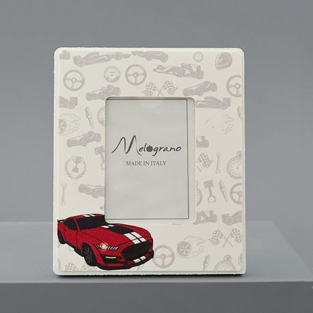 PORTAFOTO CORNICE IN LEGNO AUTOMOBILI DA CORSA CON FERRARI BOMBONIERE UTILI