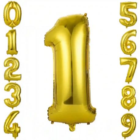 PALLONCINI NUMERI DA 0 A 9 IN MYLAR ORO COMPLEANNO FESTE PARTY ED EVENTI