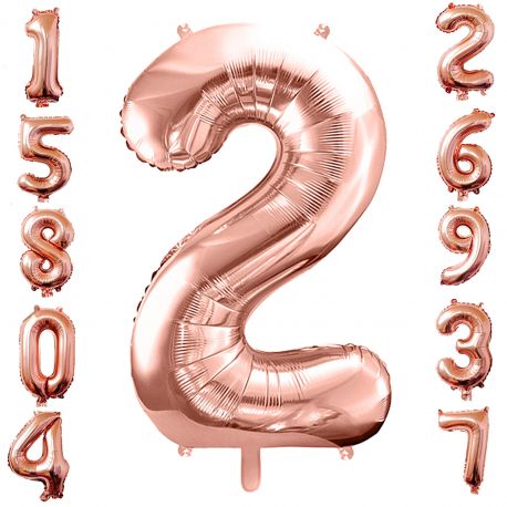 PALLONCINI IN MYLAR NUMERI DA 0 A 9 ROSA GOLD DECORAZIONI PARTY EVENTI E FESTE